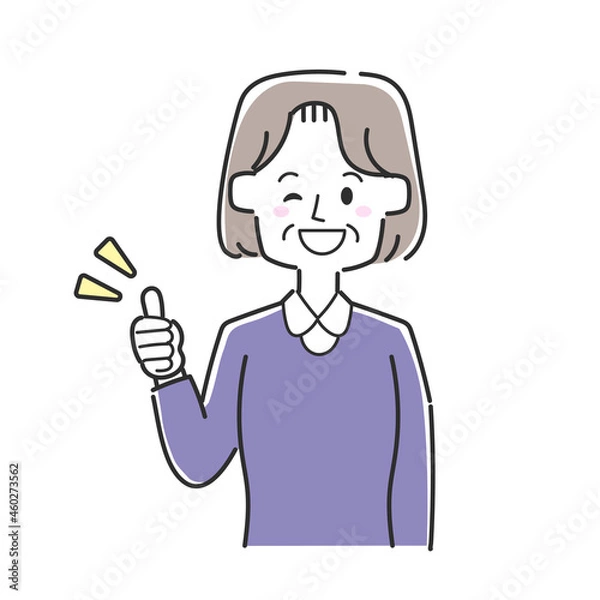 Fototapeta 親指を立ててウインクをしているおばあさん