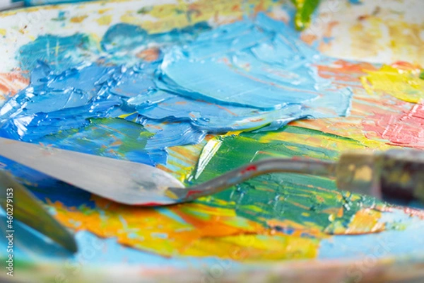 Obraz Photo with textural strokes applied to the surface of oil paint. Art. Texture and background.