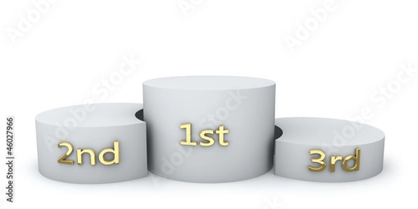 Fototapeta Winner award round podium with golden numbers