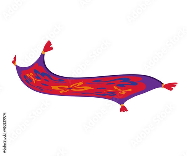 Fototapeta Flying carpet on an isolated background. Cartoon. Vector graphics.