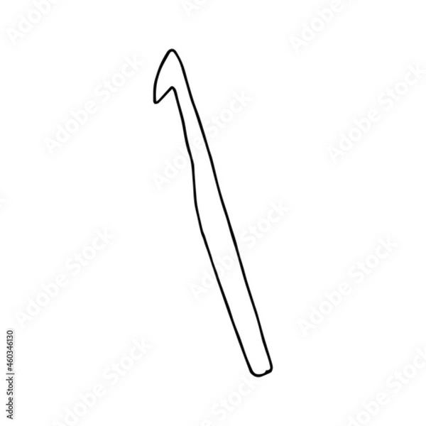 Obraz Vector hand drawn crochet hook. Isolated on white background. Knitting icon, handmade, needlework, creativity, hobby. Hand-drawn doodle style element.