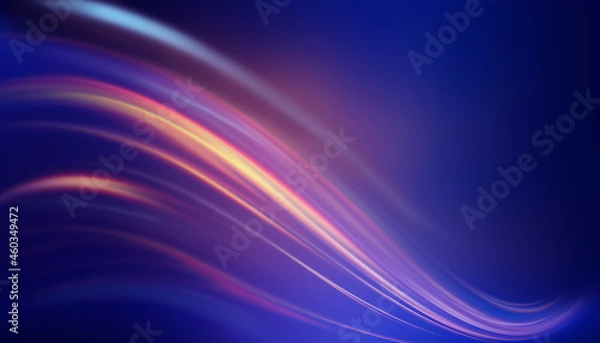 Fototapeta Dark abstract futuristic background. Digital explosion, ultraviolet neon glow, blurred geometric lines.