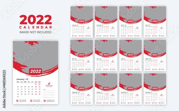 Obraz Calendar 2022 template planner vector diary in a minimalist style	
Desk calendar 2022