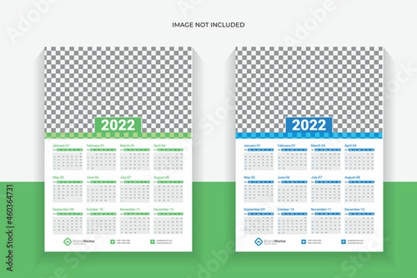 Obraz Calendar 2022 template planner vector diary in a minimalist style	
one page calendar 2022
single page calendar 2022