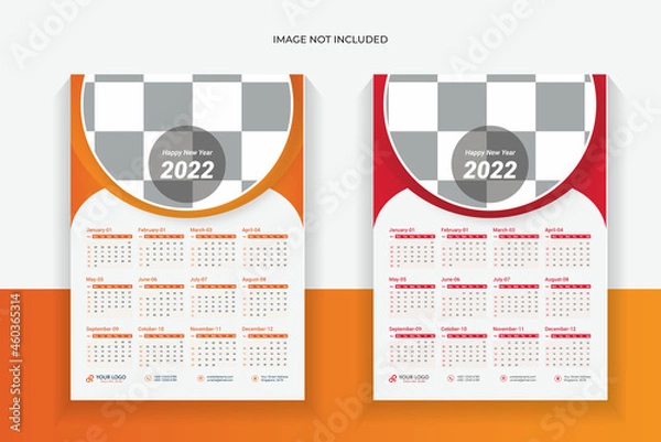 Obraz Calendar 2022 template planner vector diary in a minimalist style	
one page calendar 2022
single page calendar 2022