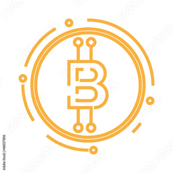 Obraz Bitcoin symbol in flat design. Vector