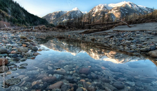 Obraz Mountain Reflection in Still River Side Pool