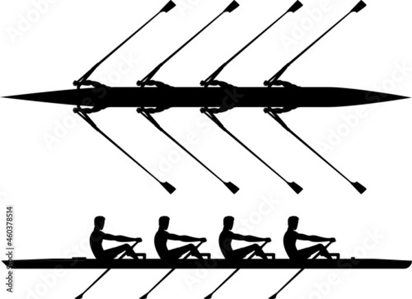 Obraz Rowboat team training before regatta or competition