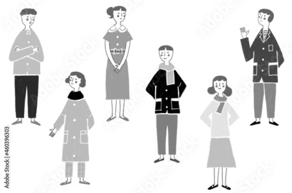 Fototapeta 色々なポーズの女性と男性