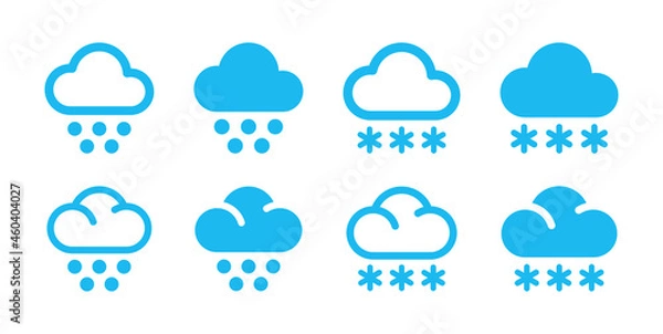 Fototapeta Snowing icon set. Cloud with snow symbol vector illustration. Winter concept