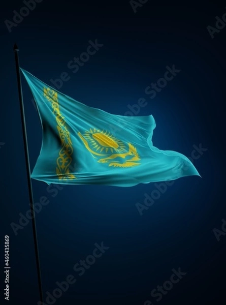 Obraz Abstract Kazakhstan Flag 3D Render (3D Artwork)