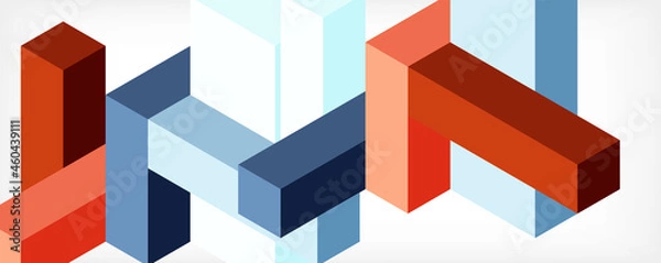 Fototapeta Abstract background. 3d cubes, cubic elements and blocks. Techno or business concept for wallpaper, banner, background, landing page