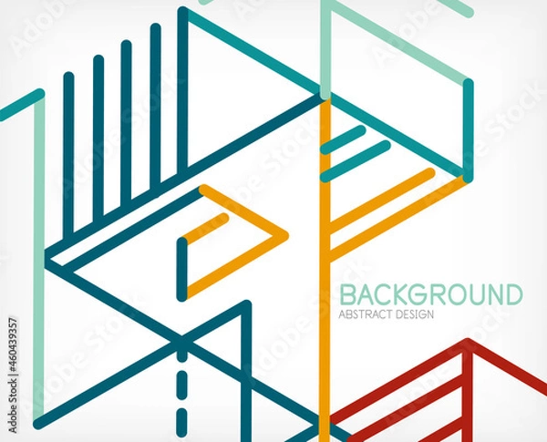 Fototapeta Abstract background. Color lines on white background. Linear abstract composition. Techno or business concept for wallpaper, banner, background, landing page