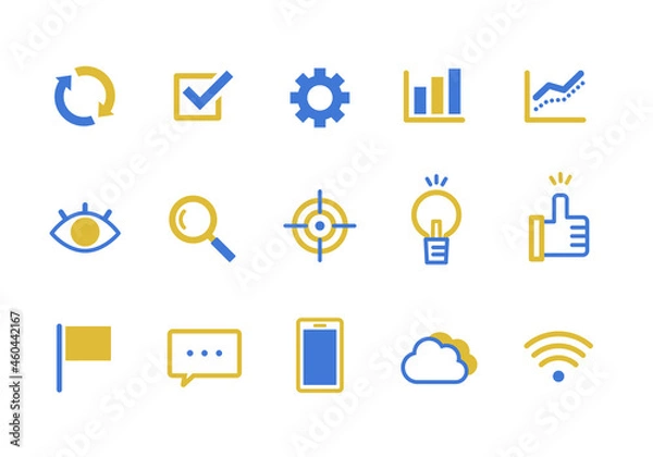 Obraz ビジネスで使えるアイコンセット（青&黄）