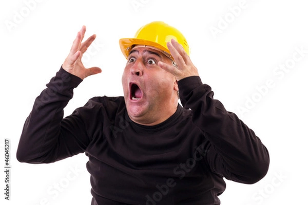 Fototapeta Construction worker screaming in terror