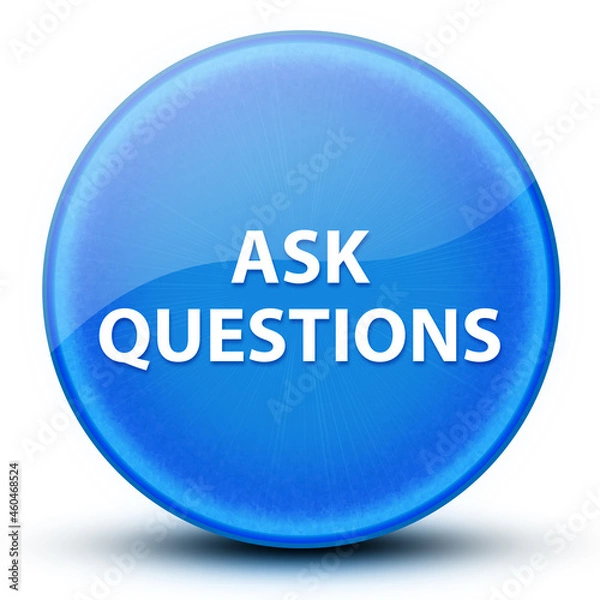 Fototapeta Ask Questions eyeball glossy elegant blue round button abstract