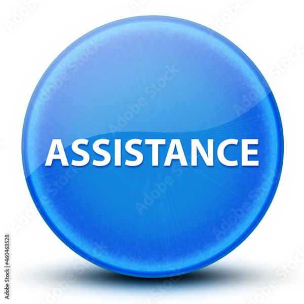 Fototapeta Assistance eyeball glossy elegant blue round button abstract