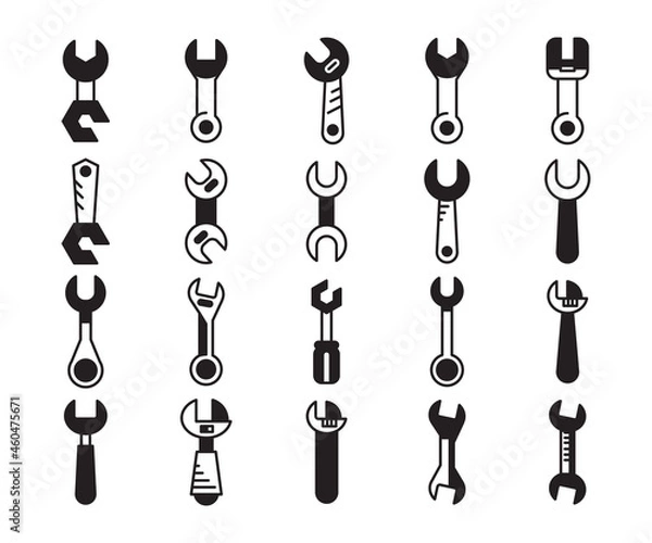 Fototapeta wrench and spanner icons set vector