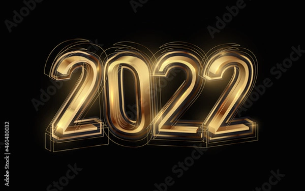 Fototapeta 2022 happy new year with golden color and luxury concept. Vector illustration