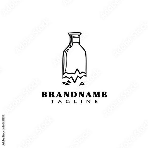 Fototapeta broken bottle cartoon logo icon design template black isolated vector simple