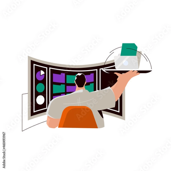 Obraz Flat concept of social media - vector illustration