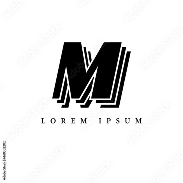 Fototapeta simple alphabet logo black and white concept with layer combination