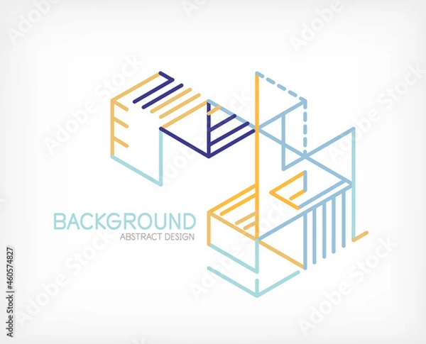 Fototapeta Abstract background. Color lines on white background. Linear abstract composition. Techno or business concept for wallpaper, banner, background, landing page