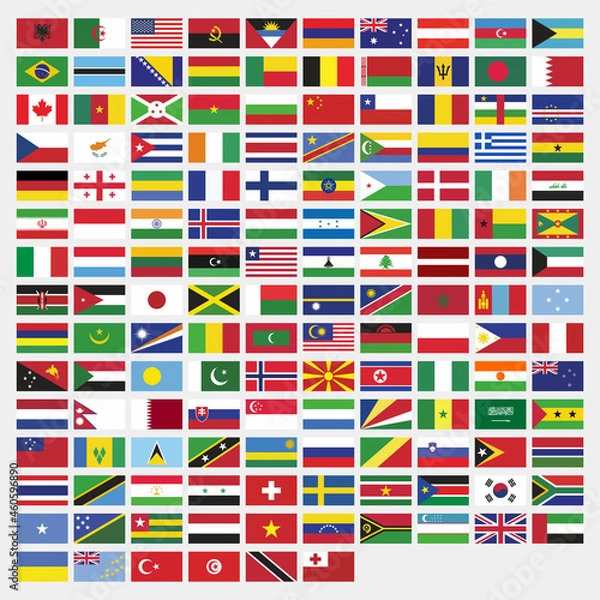 Fototapeta Set rectangle country flags in the world