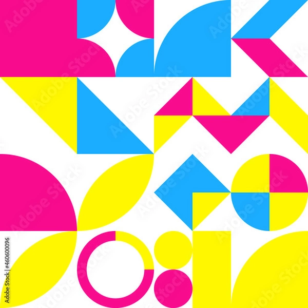 Obraz 2Geometry minimalistic electric style seamless pattern with rectangles, squares, circles, simple shape and figure. Abstract vector design template for web banner, corporate identity, print fabric.