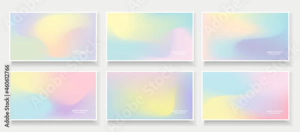 Fototapeta Collection of colorful holographic gradient background.