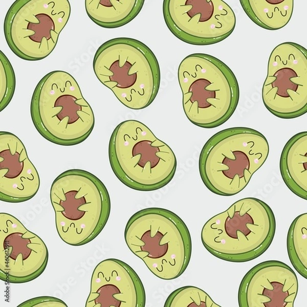 Fototapeta Vector seamless pattern with cute funny avocado