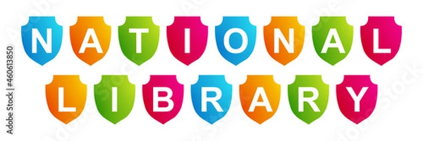 Fototapeta National Library - text written on a shape on white background