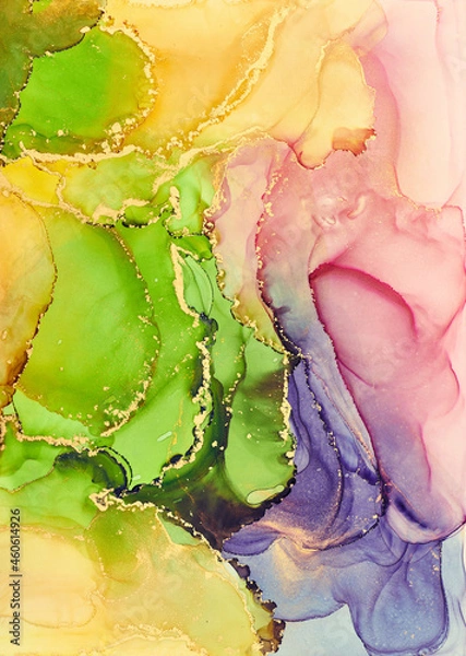 Fototapeta Alcohol ink art.Mixing liquid paints. Modern, abstract colorful background, wallpaper. Marble texture.Translucent colors