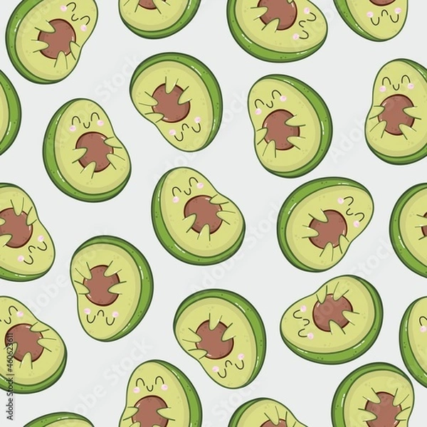 Obraz Vector seamless pattern with cute funny avocado