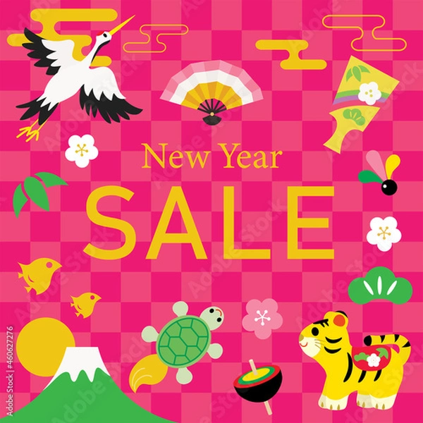Fototapeta 寅年のお正月セールの背景イラスト