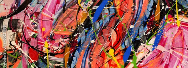 Obraz Ręcznie rysowane malarstwo abstrakcyjne sztuka panorama kolory tła tekstury ilustracja projektowania ..