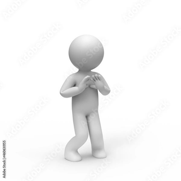 Fototapeta 3d man doing refuse pose.