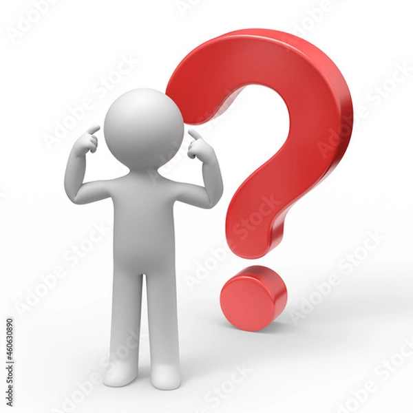 Fototapeta 3d man with question mark.