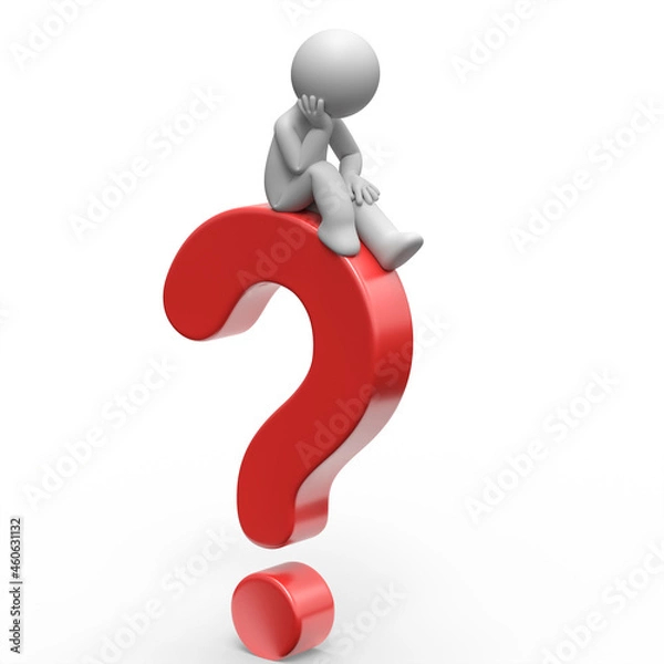 Fototapeta 3d man with question symbol.