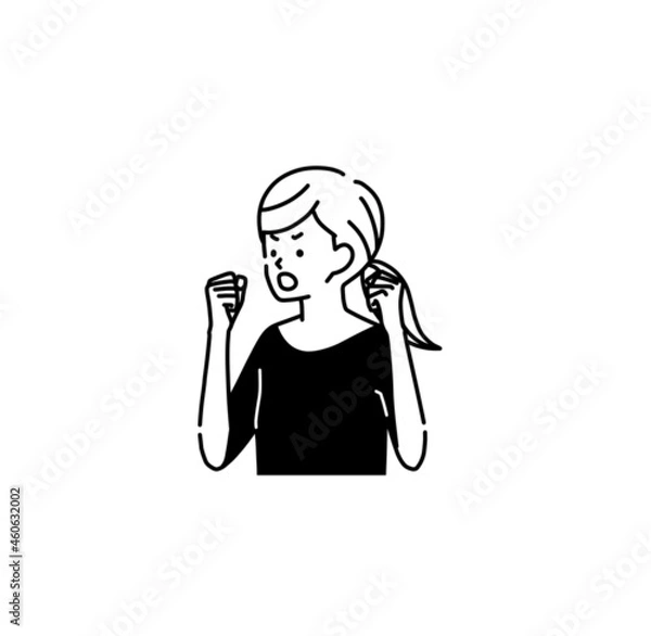 Fototapeta 怒っている女性-黒