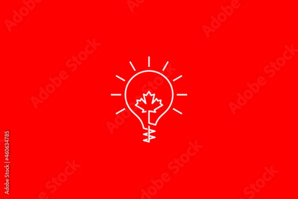Fototapeta logo with illustration of a light bulb and maple leaf. Relevant for education and artificial intelligence logos in Canada