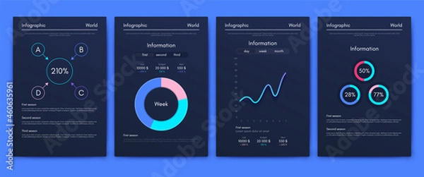 Obraz Vector graphics infographics with mobile phone. Template for creating mobile applications, workflow layout, diagram, banner, web design, business reports