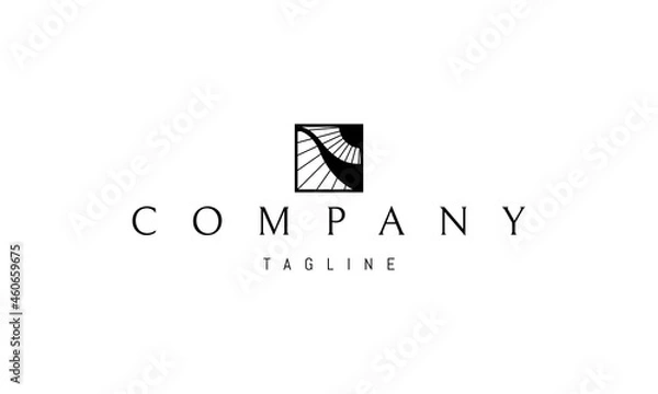 Fototapeta Vector logo on which the abstract image of the sun in the desert in a square.