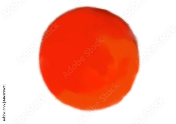 Fototapeta Ilustración círculo naranja cálido textura tinta o acuarela. Sol.