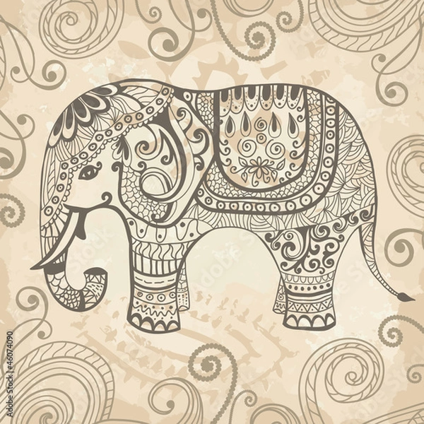Fototapeta Stylized lacy elephant