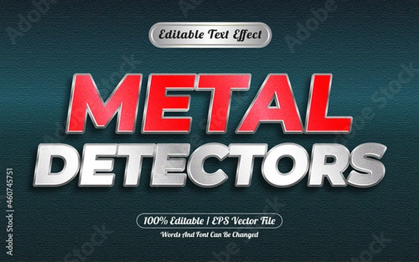 Obraz Editable text effect metal detectors style silver