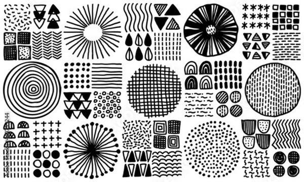 Obraz 手描き　北欧風アブストラクトオブジェクトのベクターイラストセット