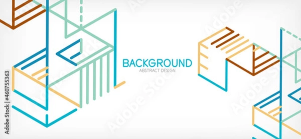 Fototapeta Abstract background. Color lines on white background. Linear abstract composition. Techno or business concept for wallpaper, banner, background, landing page