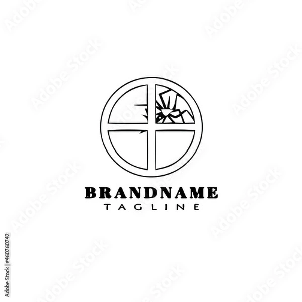 Fototapeta concept broken window logo cartoon icon design template black isolated vector illustration