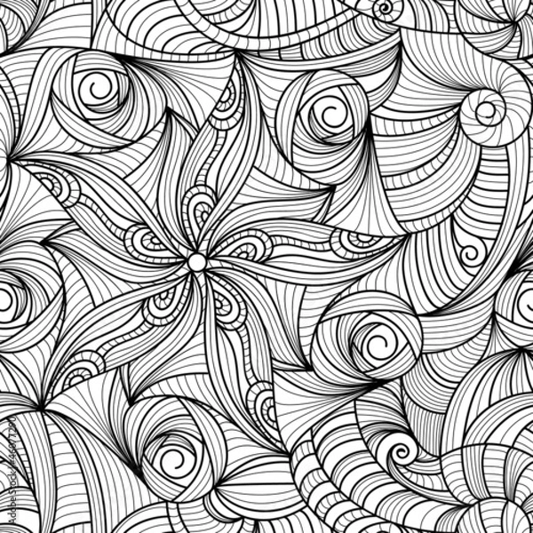 Obraz vector seamless black and white drawing texture